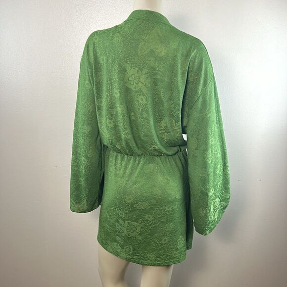 ZARA jacquard dress green ties wrap blogger favorite large L - Picture 9 of 13